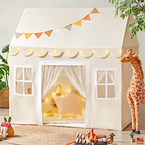 Tiny Land Kinder Spielzelt mit Matte und Lichtern, Kinder Spielhaus | Spielzelt Prinzessin,Kinderzelt fur Drinnen,Kinderzimmer Dekor- Lesezelt &Spielzimmer,133 * 90 * 136CM,fur Kleinkinder 3-13 Jahre