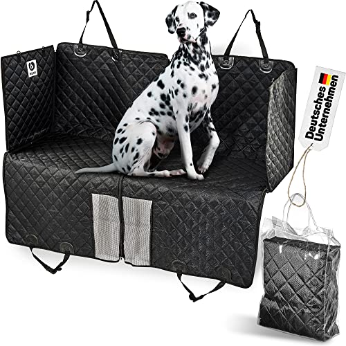 Wetnose 8in1 Autoschondecke für Hunde - Wasserfeste Hundedecke für Auto Rückbank mit Sichtfenster & Teilbar - Pflegeleichte Hundematte für den Rücksitz & Vordersitz | Gratis Anschnallgurt