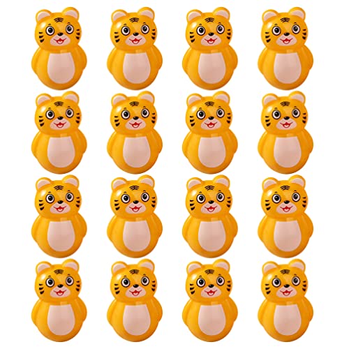 PRETYZOOM Miniatur Tiger Figuren Stehaufmännchen Spielzeug: 2022 Jahre des Tigers Chinesisches Neujahr Glückbringer 16 Stücke Desktop Ornament Mikrolandschaft Feegarten Puppenhaus Bonsai Dekoration