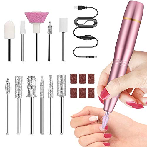 Elektrische Nagelfeile Set für Gelnägel - Pediküreset Elektrisch 11 in 1 Professionell nagelfräser für Acrylnägel, Gelnägel, Kallus Entfernen, Zuhause und Nagelstudio Maniküre Set (Rosa)