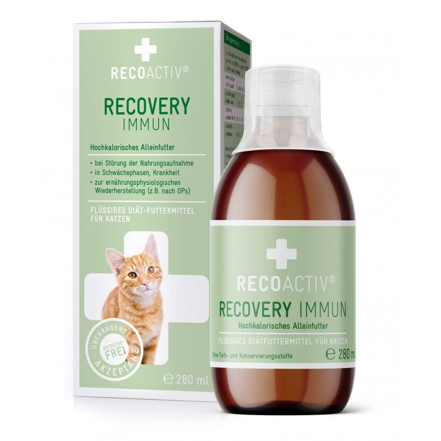 RECOACTIV Recovery Immun für Katzen, 1 x 280 ml, hochkalorisches Diät-Alleinfuttermittel bei Mangelernährung und in der Rekonvaleszenz, zur Gewichtszunahme sowie bei Nahrungsverweigerung