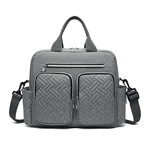 Kono Baby-Wickeltasche, groß, stilvoll, für Mama und Papa, wandelbare Reisetasche mit isolierten Taschen, grau, 16 Inches