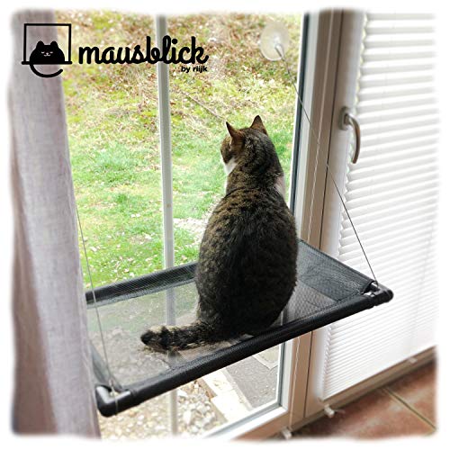 riijk Fenster Katzenhängematte für Katzen bis 23 kg, extra Stabiler Fensterliegeplatz für Katzen | Katzen Fensterliege | Katzenliege Fenster Platz | für große Fenster