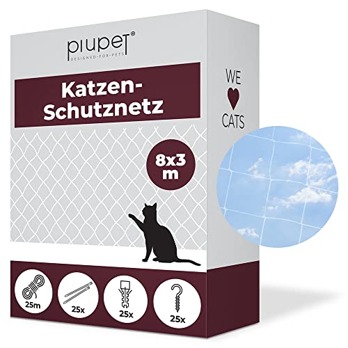 PiuPet® Katzennetz durchsichtig - Balkonnetz transparent ideal für Deine Katze - Katzennetz für Balkon & Fenster inkl. Kabelbinder & Befestigungsseil