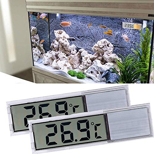 ALLOMN Aquarium, 2 Stck Thermometer, Digitales Aquarium Thermometer mit hoher Empfindlichkeit, Zwei Seitlich Klebende Aufkleber, Genauigkeit bis zu 0,1 Grad (Silber)
