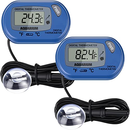 2 Stück Digital Aquarium Thermometer LCD Wassertemperatur Thermometer Wasser Terrarium Temperaturanzeige Sensor Sonden Thermometer mit Saugnapf für Schildkröte Fisch