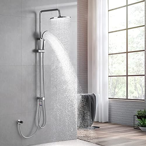 Lonheo Regendusche ohne Armatur, 3 Funktionen Duschset Duschsystem inkl 10 Zoll Duschkopf und 3 Strahlarten Handbrause für zwei Personen