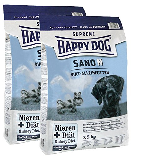 2 x 7,5 kg Happy Dog Sano N Diät-Hundefutter Niere Leber & Herz Erkrankungen