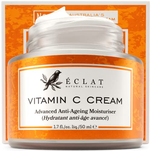 Bio-Vitamin-C-Gesichtscreme mit Hyaluronsäure & Retinol - Anti-Aging-Feuchtigkeitscreme mit 20% Vitamin C für Frauen und Männer - aufhellend, straffend, mindert feine Linien, Falten, Altersflecken