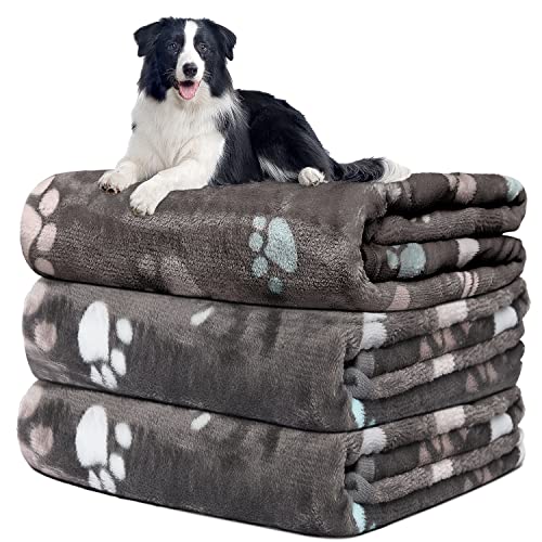 Hundedecke Sofa, waschbar Decke Für Sofa, Hundedecke Flauschig, Fleecedecke Hunde, 3 Pack Weiche Warme Haustier Decken, Mit niedlichem Knochen-Druck,Für eine Vielzahl von Haustieren,106*76CM