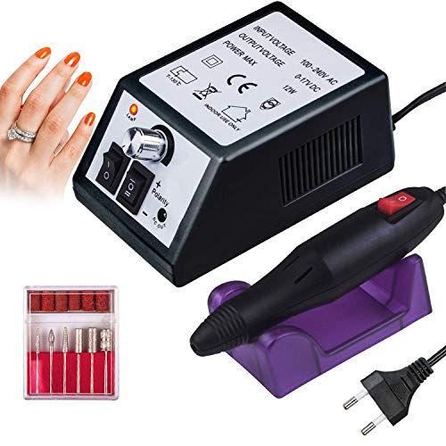 Nagelfräser Elektrische, Elektrische Nagelfeile Maniküre Set, Nagelfeile Elektrisch, 20000u/Min Einstellbarer Geschwindigkeit für Acrylnägel Gelnägel Kallus Entfernen