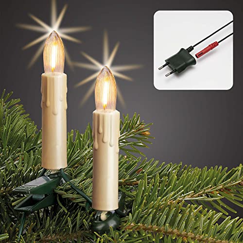 hellum LED Lichterkette Weihnachtsbaum, 30er Baumkerzen 20,3m Made-in-Germany Lichterkette innen mit Stecker Teilbar, Weihnachtsbeleuchtung mit LED Filament Weihnachtsbaum Kerzen 814101