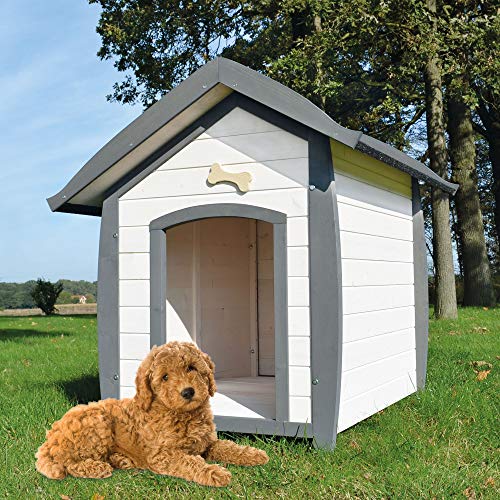 wetterfeste Hundehütte Bella - aus massivem Holz - perfekt für draußen - mit umweltfreundlicher Farbe gestrichen in modernen Farben - 3 Größen zur Wahl