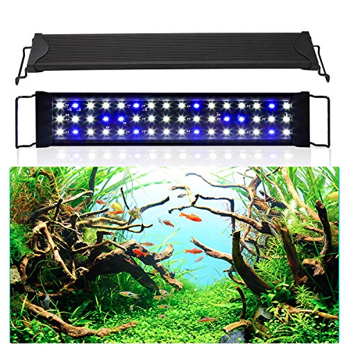 Sonnewelt LED Aquarium Beleuchtung, Aquariumbeleuchtung Lampe Weiß Blau Licht 24W Universal Aquarium Lampe mit Verstellbarer Halterung für Süßwasser-Aquarien